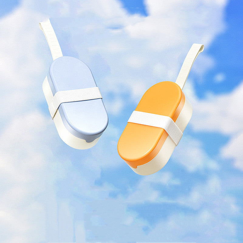 Portable dog kettle in butterfly yellow and cloud blue colors, designed for pet hydration on the go.